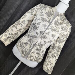 ERIN LONDON! MICRO-QUILTED CREAM, GOLD, GRAY FLORAL JACKET, BLAZER! SZ S